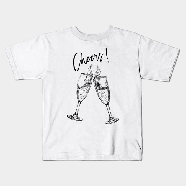 Cheers Champagne Glasses Image Kids T-Shirt by rachelsfinelines